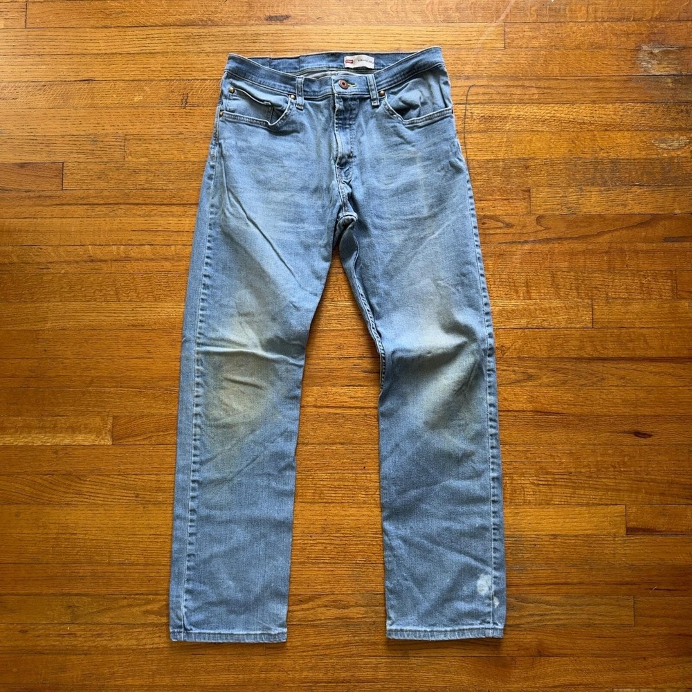 Wrangler Straight Fit Jeans‎ Light Wash Denim Everyday Casual Mens Size 36x32